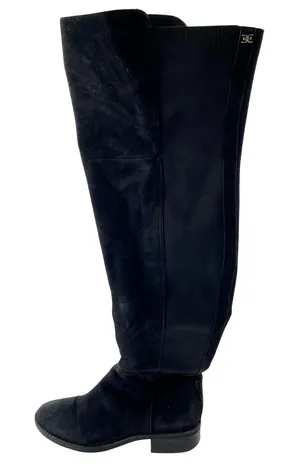 Sam Edelman Women's Black Suede Block Heel Zip Up Round Toe Tall Boots Size 6 thumbnail 1