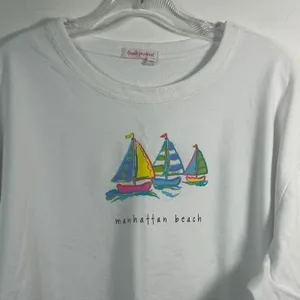 Fresh Produce Manhattan Beach White Sailboat Graphic Sweatshirt XL Made in USA thumbnail 3