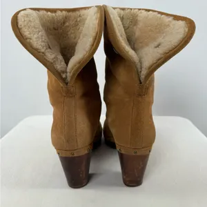 UGG Lynnea Fold Over Suede Shearling Clog Boot‎ in Brown Size 7 thumbnail 7
