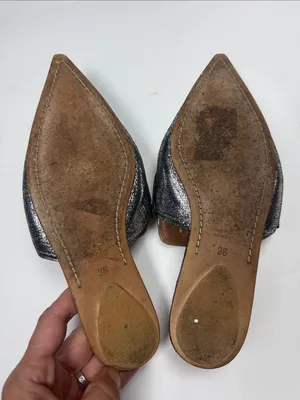 Marni Silver Metallic Leather Pointed Toe slip-on Mules S-587 Sz 6 thumbnail 7