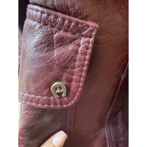 Vtg‎ Etienne Aigner Leather retro Jacket Sz 14 Burgundy Belted Button Front thumbnail 15