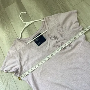 American Eagle Tshirt vneck sequin embroidered short sleeve womens Purple xlarge thumbnail 3