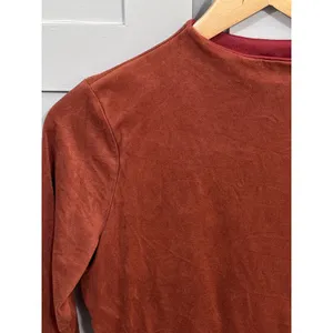 Windsor Rust Orange Faux Suede Mock Neck Long Sleeve Crop Top Womens thumbnail 3