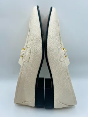 Mango MNG Leather Horsebit Loafers Ivory Pebbled Gold Bit Classic Preppy Quiet Luxury Slip On US 6 thumbnail 7