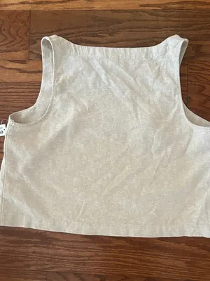 NWT Old Navy Cropped Square-Neck Linen-Blend Tank Top Size Large Preppy Minimal thumbnail 8