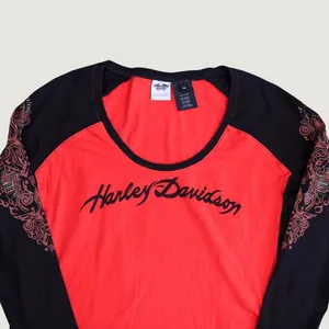 Harley-Davidson Graphic Long Sleeve Top Womens 1W Red Black Tribal Biker Y2K thumbnail 3