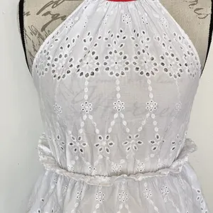 Zara Basic Denim Top Tank XS White Crochet Eyelet Bohemian Boho Chic Cottage thumbnail 6