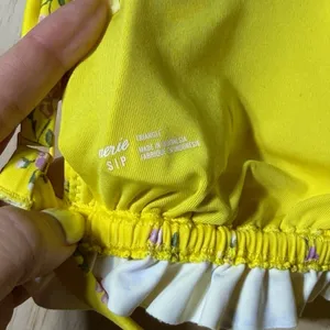 Aerie Yellow Floral Ruffle Bikini Top Triangle Swim Top‎ Women's Small thumbnail 5