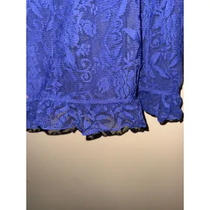 Coquette Royal Blue Floral Lace Ruffle Hem Chemise Lingerie Nightie Romantic XS thumbnail 4