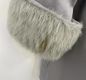 Vintage Caramia Faux Fur Trim Coat Ice Princess Gray Blue Womens 10 Medium thumbnail 8