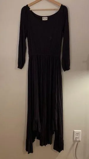 Joyfolie Dress Black High-Low Long Sleeve Maxi Size Small thumbnail 1