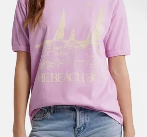 Daydreamer The Beach Boys Good Vibrations Oversized Ringer Tee In Faded Lilac thumbnail 1