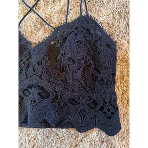Free People FP One Ilektra Bralette Black Lace Crop Top Boho Strappy Cami thumbnail 3
