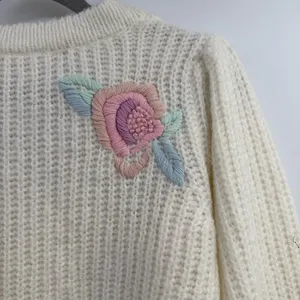 LoveShackFancy Ridge Sweater S Floral Embroidered Wool Blend Cottagecore thumbnail 8