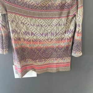Lauren Ralph Lauren‎ Linen Cotton Geometric Sweater Purple Coral Small Western thumbnail 4