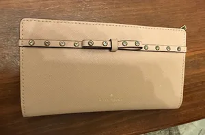 Kate Spade Neda Bifold Wallet Pink Bow Rhinestone Embellished Zip Around‎ VGUC thumbnail 1