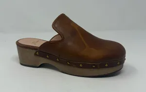 J Crew Brown Cognac Leather Clogs Size 6 thumbnail 1