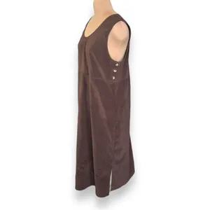 Vintage Faux Suede Jumper Dress Brown Prairie Midi Boho Modest Grunge Layering thumbnail 5