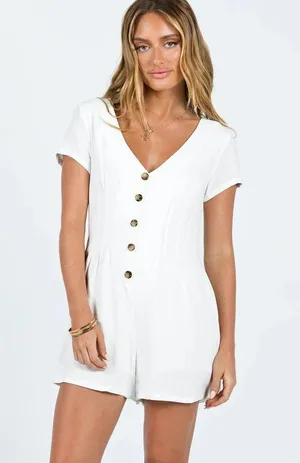 Princess Polly Adi Button Front Pleated Romper thumbnail 3