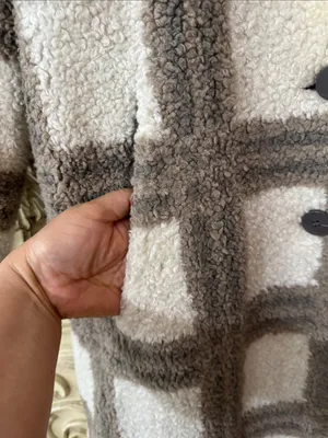 NVLT Cream and Brown Plaid Faux-Shearling Teddy Coat Size Medium thumbnail 7