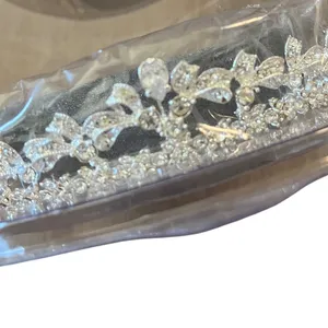 Davids Bridal Silver Crystal Metal Ribbon Tiara Crown 627SILVER thumbnail 4