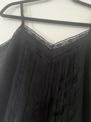 Abercrombie & Fitch Black Lace Pleated Cami Top XS Going Out Romantic Minimalist thumbnail 2