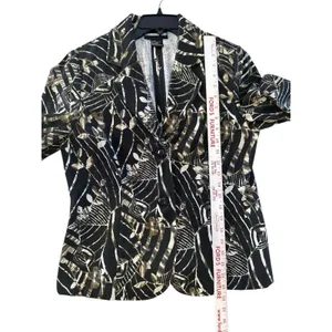 Requirements Artsy Floral Print Blazer Jacket M Tan Abstract thumbnail 6