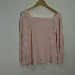 New Loft Oversized Square Neck Pink Top Long‎ Sleeve Small Spring Minimalist thumbnail 4