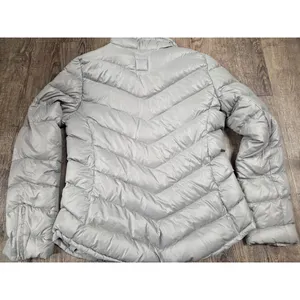 Gap Women's Small Gray down-filled full zip + snap mock-neck puffer jacket thumbnail 5