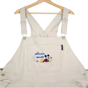 Disney Vintage Y2K Mickey Mouse Embroidered tan shorts Overalls bibs 22 thumbnail 3