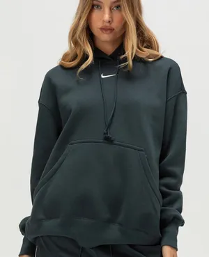Nike Women's Dark Green Swoosh Pullover Hoodie thumbnail 1
