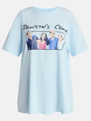 🔹4 for $30 NWT Dawson's Creek Oversized Graphic Tee, Small Blue thumbnail 1
