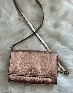 KATE SPADE NEW YORK pale pink GLITTER crossbody bag retails for $350 thumbnail 1