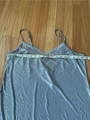 Victoria’s Secret silver Shimmer Lace Slip Mini Dress Large Chemise Nightgown thumbnail 3