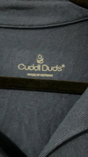 Cuddl Duds Women's Navy V-Neck Short Sleeve Pocket Top Large thumbnail 3