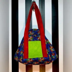 Fabric Quilted Handmade Zipper Folding Oversize Handbag Unique Funky Zips Shut thumbnail 11