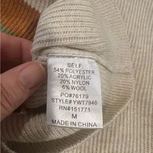 Gilli Beige Colorful Striped Crewneck Sweater size Medium Tan thumbnail 10