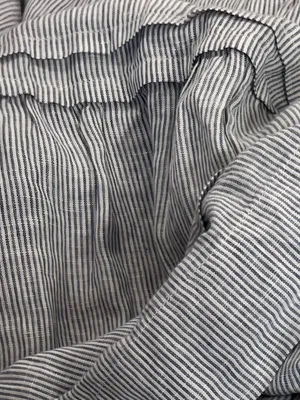 Quince 100% European Linen Tiered Maxi Dress Blue Pinstripe thumbnail 13