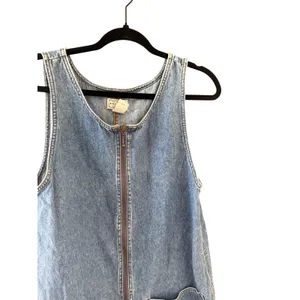 Arizona Jean Co Vintage Denim Pinafore Mini Dress Light‎ Wash Half Zip M Cowgirl thumbnail 4