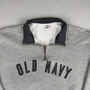 Vintage Old Navy Womens Large Quarter Zip Sweatshirt Grey thumbnail 6
