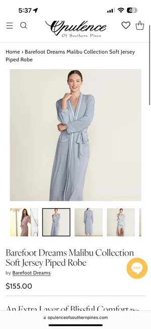 Barefoot Dreams Malibu Collection Soft Jersey Robe Moonbeam thumbnail 2