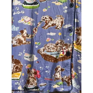 Nick & Nora Pajama Knit Top Puppy Dog Animal Bubble Bath Time Button Down M thumbnail 5