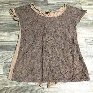 DayTrip Lace Brown Blouse; size X-small thumbnail 1