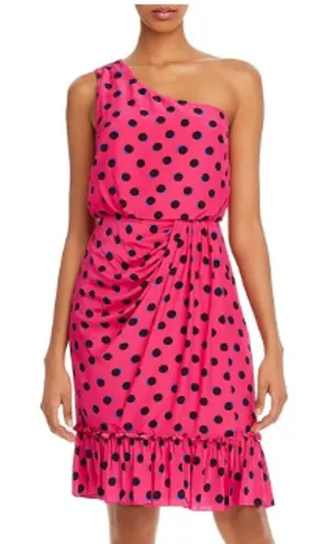 Derek Lam 10 Crosby Taula Pink Polka Dot One Shoulder Dress Size 4 MSRP $495 thumbnail 1