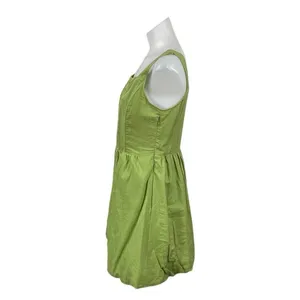 Sincerely Jules Green Linen Pleated Corset Mini Bubble Tank Flare A-Line Dress M thumbnail 3