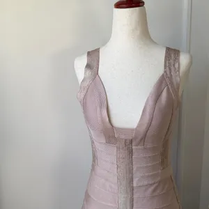 Herve Leger Blush and Silver Mini Dress Size Small thumbnail 3