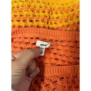 Aerie Crochet Sweater Boho Festival Beach Mesh‎ Orange Yellow Size Medium thumbnail 4