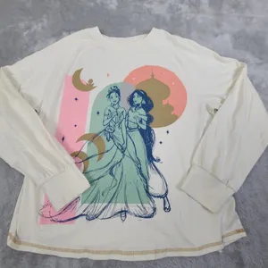 Disney Princesses Tiana Jasmine Sketch Colors Cream Long Sleeve T Shirt Sz Large thumbnail 1