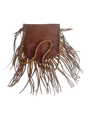 Vintage: OOAK Handmade ☀︎︎ Fringe Whipstitiched Medicine Bag ☀︎︎ Brown Leather thumbnail 9