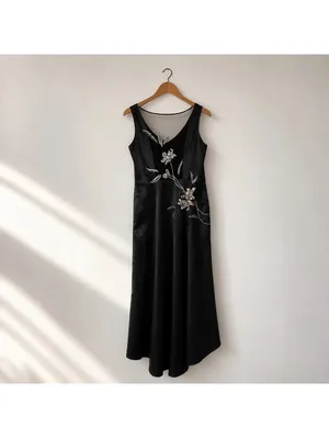 Together Black Beaded Floral Evening Gown Maxi Dress Sheer Back Size 8 thumbnail 2